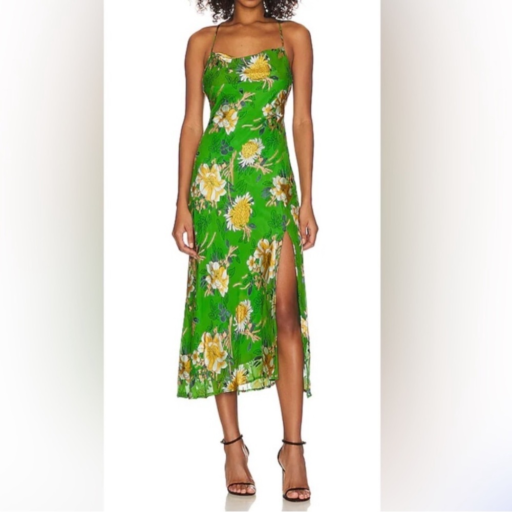 NEW Astr Vibrant Green Floral Dress XS